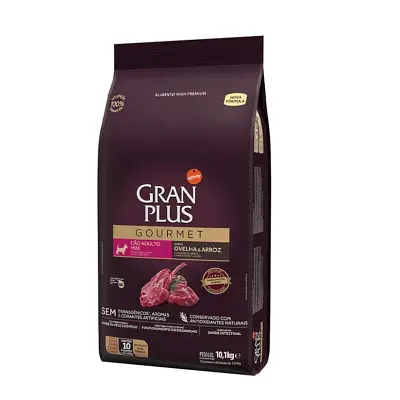 Ração Gran Plus Gourmet Cães Adultos Porte Mini Ovelha e Arroz 10,1kg Pacotes Individuais 1kg