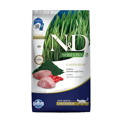 Ração ND Spirulina para Gatos Adultos Castrados Cordeiro 1,5kg