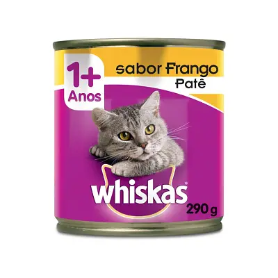 Ração Úmida Whiskas Gatos Adultos Patê Frango Lata 290g