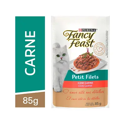 Ração Úmida Nestle Purina Gatos Fancy Feast Petit Filet Carne Sachê 85g