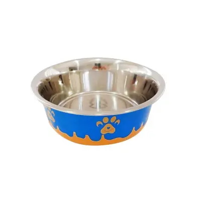 Comedouro Cães The Pets Inox Decorado Pata Bolinha Laranja 350ml