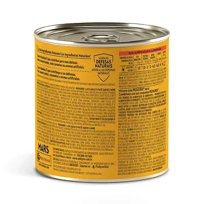 Ração Úmida Pedigree Cães Adultos Patê Carne Lata 280g