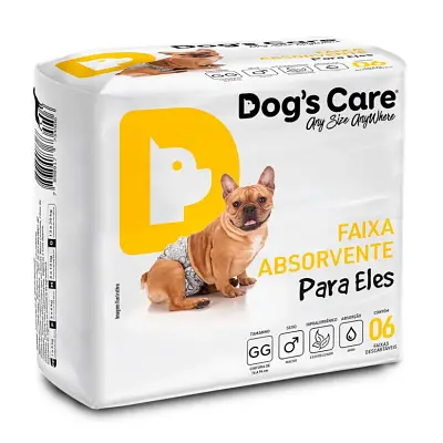 Fralda Higiênica Gg Para Macho Dogs Care 6 Unidades