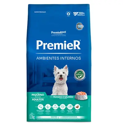 Ração Premier Ambientes Internos Cães Adultos Raças Pequenas Frango E Salmão 12Kg