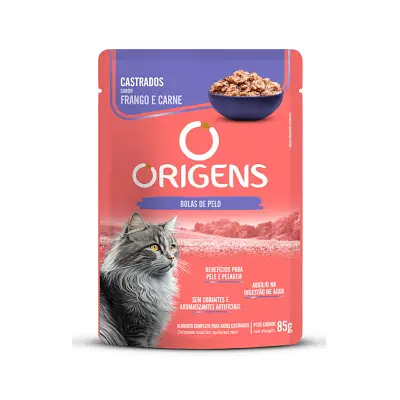 Ração Úmida Origens para Gatos Castrados Sabor Frango 85g