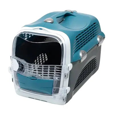 Caixa de Transporte Cabrio Hagen Azul Cinza Chalesco Gatos