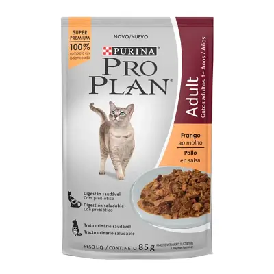 Ração Úmida Nestlé Purina Gatos Pro Plan Adultos Frango Sache 85g