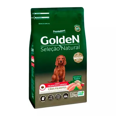 Ração Premier Golden Seleção Natural Cães Filhotes Frango e Arroz 3kg