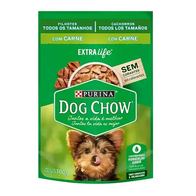 Ração Úmida Nestle Purina Dog Chow Filhotes Carne Sachê 100g