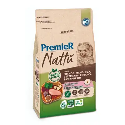 Ração Premier Nattu Cães Filhotes Pequeno Porte Frango e Mandioca 2,5kg