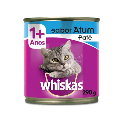 Ração Úmida Whiskas Gatos Adultos Patê Atum Lata 290g