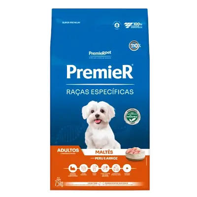 Ração Premier Raças Específicas Maltês Cães Adultos Peru E Arroz 7,5kg