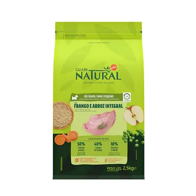 Ração Guabi Natural Cães Sênior Raças Mini e Pequenas Frango e Arroz 2,5kg