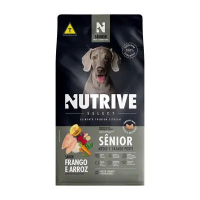 Ração Cães Nutrive Select Senior Médio e Grande Frango e Arroz 15kg
