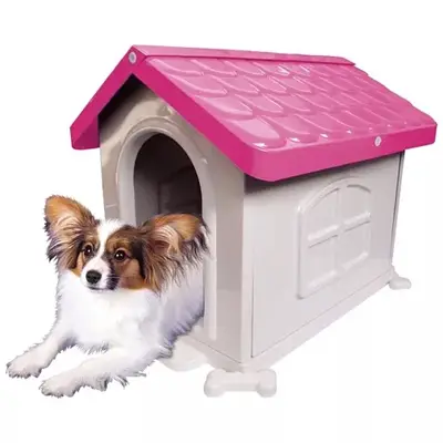 Casinha Plástica Para Cães Rosa N2 Pet Injet