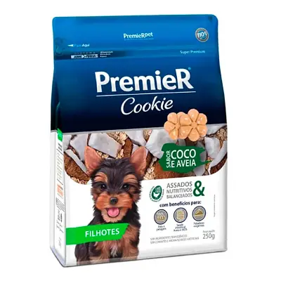 Biscoito Premier Cookie Cães Filhotes Coco e Aveia 250g
