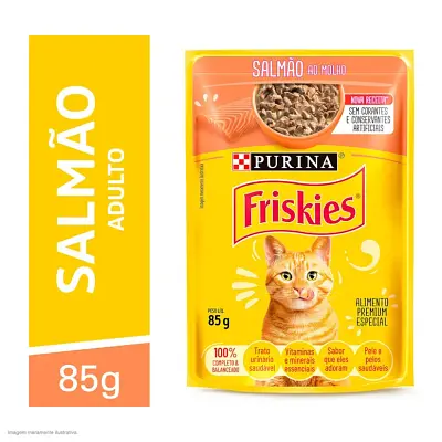Ração Úmida Nestle Purina Gatos Friskies Salmão ao Molho Sachê 85g