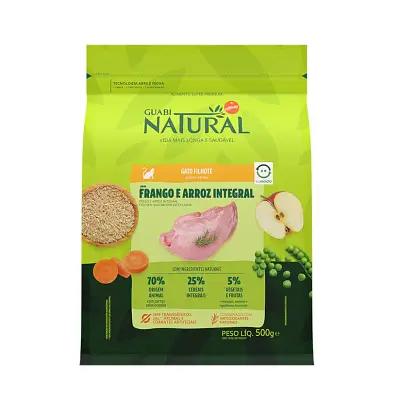 Ração Guabi Natural Gatos Filhotes Frango e Arroz Integral 500g