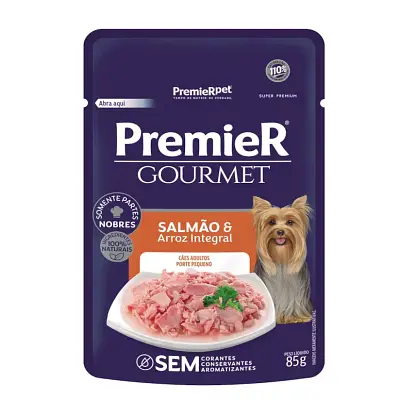 Ração Premier Cães Sachê Gourmet Ad.Peq.Porte Salmão 85g