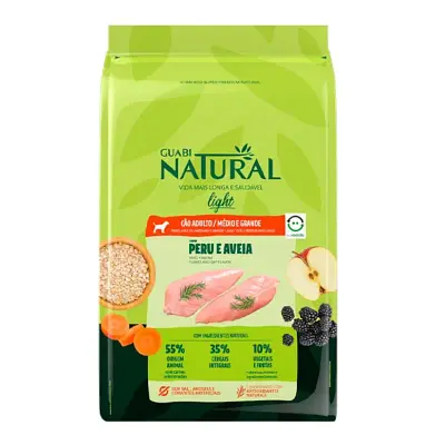 Ração Guabi Natural Cães Adultos Light Raças Média e Grande Peru e Aveia 12kg