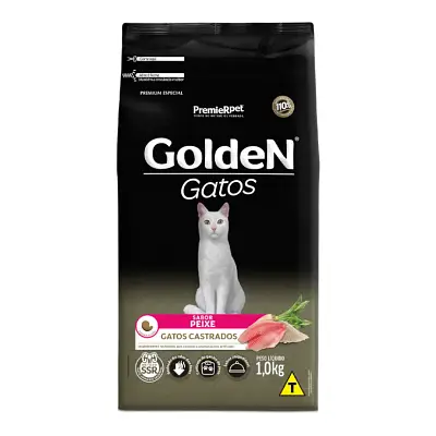 Ração Premier Golden para Gatos Adultos Castrados Peixe 1kg