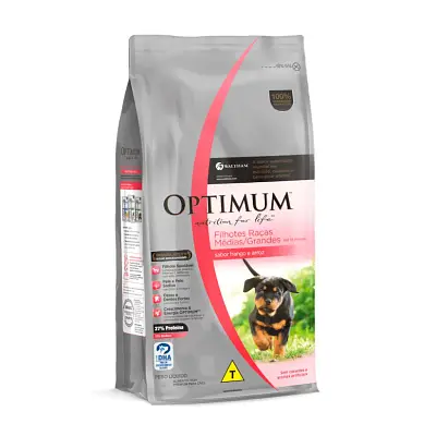 Ração Optimum Cães Filhotes Raças Médias e Grandes Frango e Arroz 3Kg