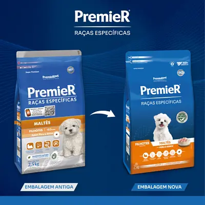 Ração Premier Raças Específicas Maltês Cães Filhotes Peru e Arroz 2,5kg