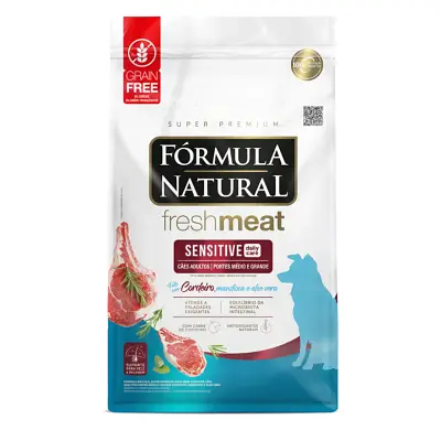 Ração Formula Natural Cães Fresh Meat Sensitive Raças Médias e Grandes Sabor Cordeiro 12Kg