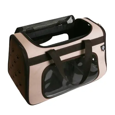 Bolsa de Transporte Saks Cães e Gatos em Eva Bege com Marrom