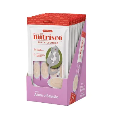 Snack Cremoso para Gatos Nutrisco Atum e Salmão Caixa Display com 48 Sachês