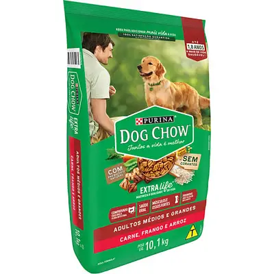 Ração Nestle Purina Dog Chow Adultos Extra Life Raças Médias e Grandes 10,1kg