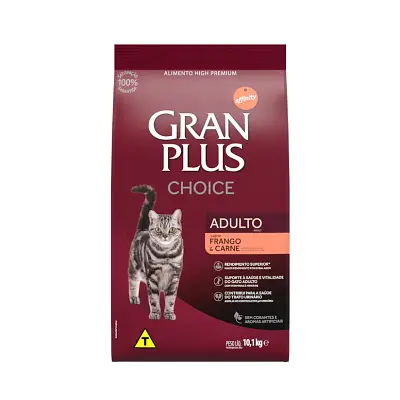Ração Gran Plus Choice Gatos Adultos Frango e Carne 10,1kg
