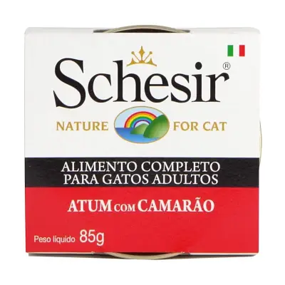 Ração Úmida Schesir Patê Gatos Atum com Camarão 85g