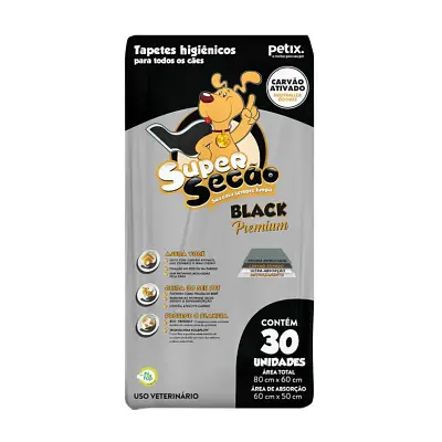 Tapete Higiênico Cães Petix Super Secão Black Premium 30 unidades