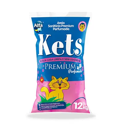 Areia Higiênica Kets Premium Perfumada Gatos 12kg