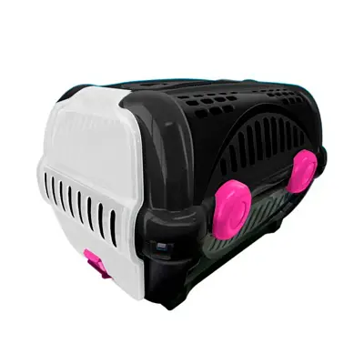 Caixa de Transporte Furacão Pet Luxo Preto Com Rosa N2