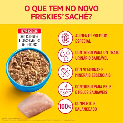 Ração Úmida Nestle Purina Gatos Friskies Peixe Branco ao Molho Sachê 85g