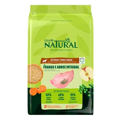 Ração Guabi Natural Cães Sênior Raças Media e Grande Frango e Arroz 12kg