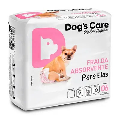 Fralda Higiênica P Para Fêmeas Dogs Care 6 Unidades