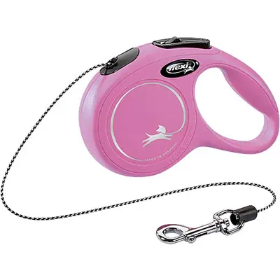 Guia Retrátil Flexi Cães New Classic Corda Rosa P