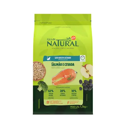Ração Guabi Natural Gatos Castrados Salmão e Cevada 1,5kg