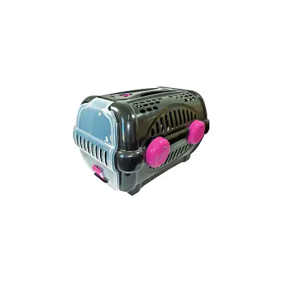 Caixa de Transporte Furacão Pet Luxo Preto Com Rosa N3