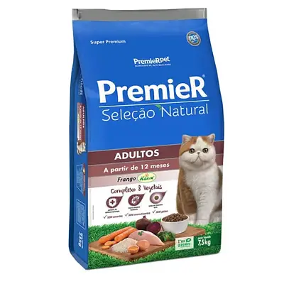 Ração Premier Seleção Natural Gatos Adultos Frango 7,5kg