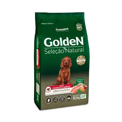 Ração Premier Golden Seleção Natural Cães Filhotes Frango e Arroz 10,1kg