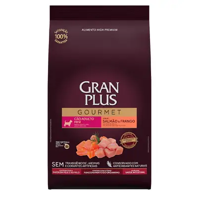 Ração Gran Plus Gourmet Cães Adultos Porte Mini Salmão e Frango 3kg