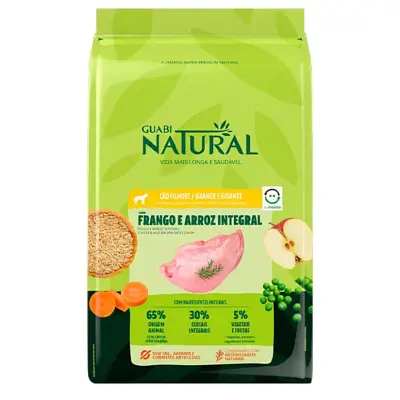 Ração Guabi Natural Cães Filhotes Raças Grandes e Gigantes Frango e Arroz Integral 12kg