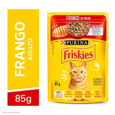 Ração Úmida Nestle Purina Gatos Friskies Frango ao Molho Sachê 85g