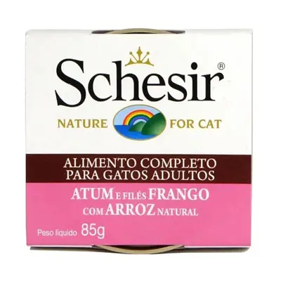 Ração Úmida Schesir Sachê Gatos Atum Frango com Arroz 85g
