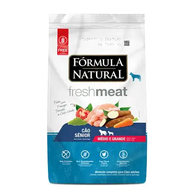 Ração Fórmula Natural Cães Fresh Meat Sênior Raças Médias e Grandes Sabor Frango, Tomate e Chá verde 2,5kg