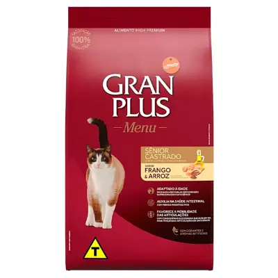 Ração Gran Plus Gatos Castrados Sênior Frango e Arroz 3kg